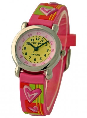 Часы "ТИК-ТАК" H112-2 сердца розовые
